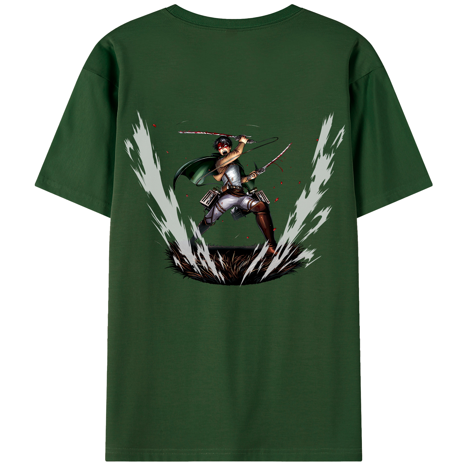 （画像用） 進撃の巨人 リヴァイ·アッカーマン Attack on Titan Levi Ackerman 綿100％半袖Tシャツ（背面プリント）